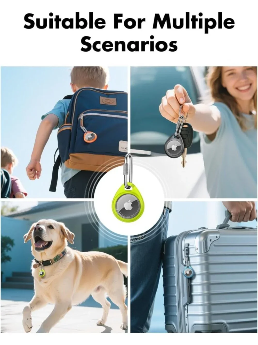 Durable AirTag Holder Case with Carabiner - 4 Pack, Secure & Stylish Accessory